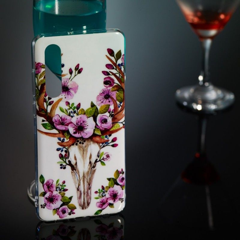 Hoesje Huawei P30 Eland Met Fluorescerende Bloemen