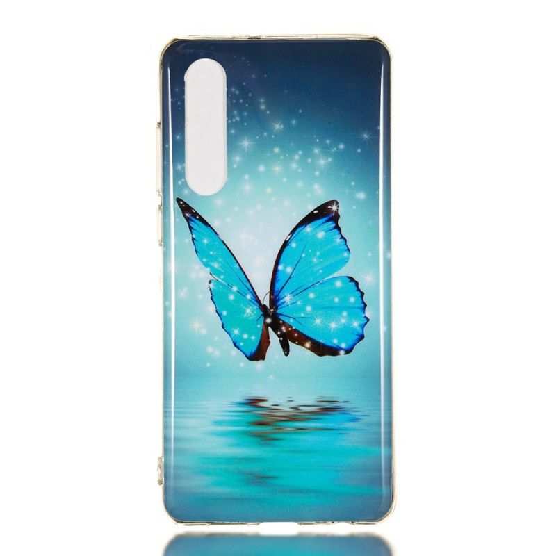 Hoesje Huawei P30 Fluorescerende Blauwe Vlinder