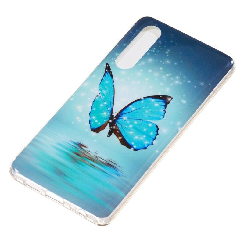 Hoesje Huawei P30 Fluorescerende Blauwe Vlinder