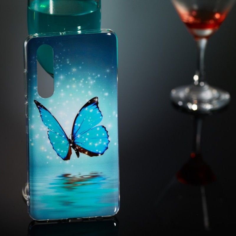 Hoesje Huawei P30 Fluorescerende Blauwe Vlinder