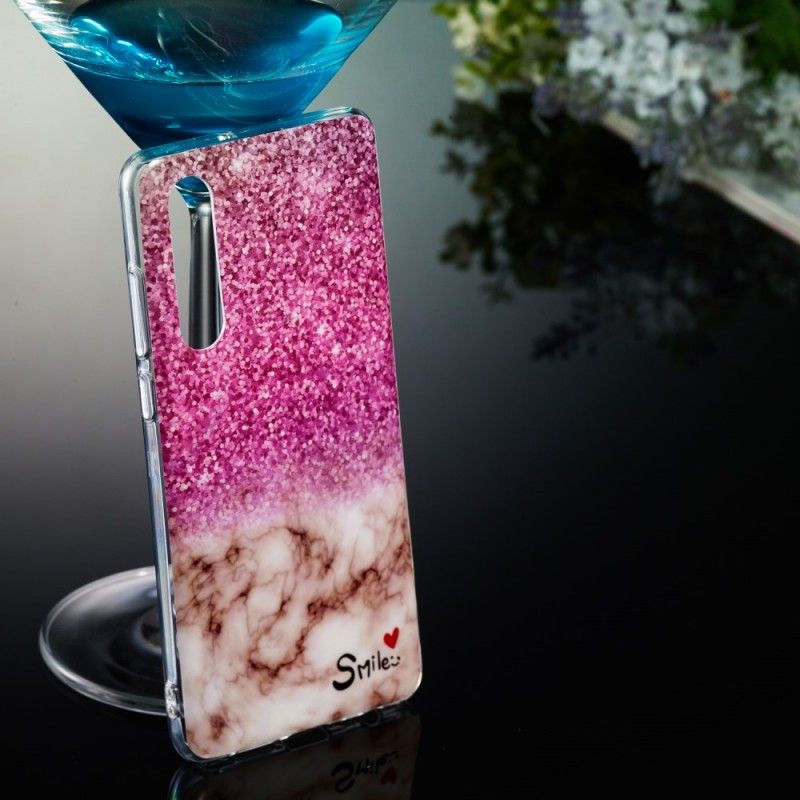 Hoesje Huawei P30 Marmeren Glitter En Glimlach
