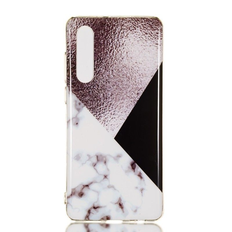 Hoesje Huawei P30 Telefoonhoesje Paars Geometrie Marmereffect