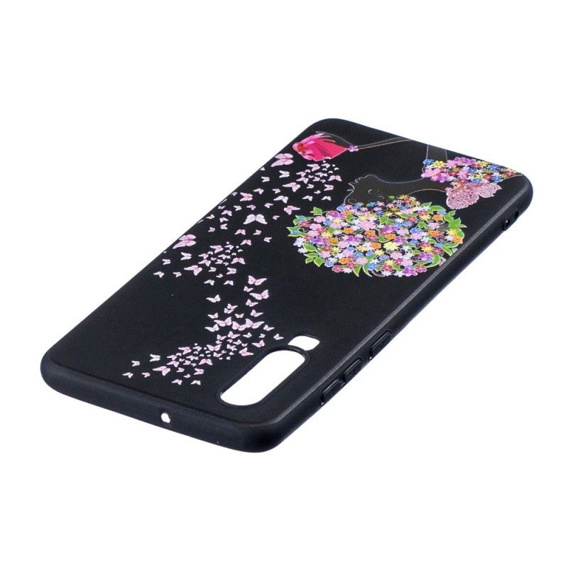 Hoesje Huawei P30 Telefoonhoesje Vrouw Met Een Bloemig Hoofd