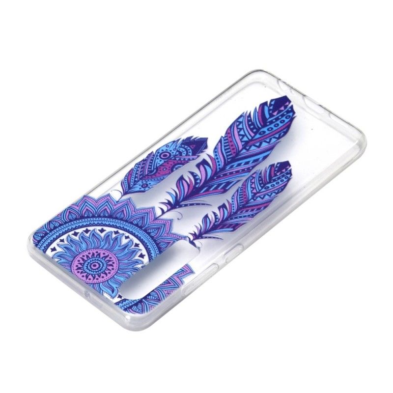 Hoesje Huawei P30 Transparant Blauwe Veren Dromenvanger