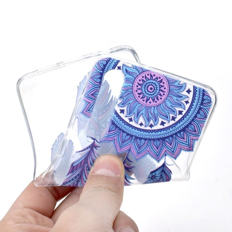 Hoesje Huawei P30 Transparant Blauwe Veren Dromenvanger