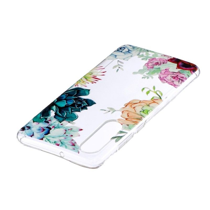 Hoesje Huawei P30 Transparante Aquarelbloemen