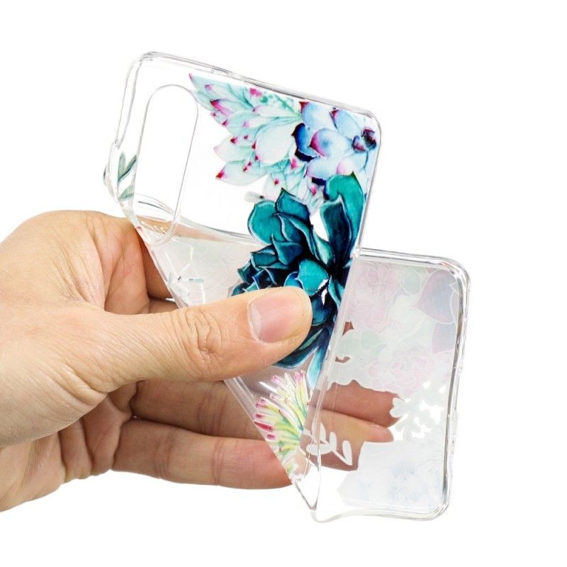 Hoesje Huawei P30 Transparante Aquarelbloemen