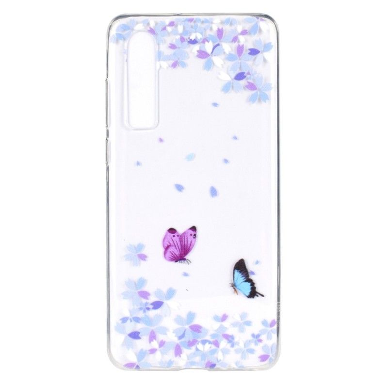 Hoesje Huawei P30 Transparante Vlinders En Bloemen