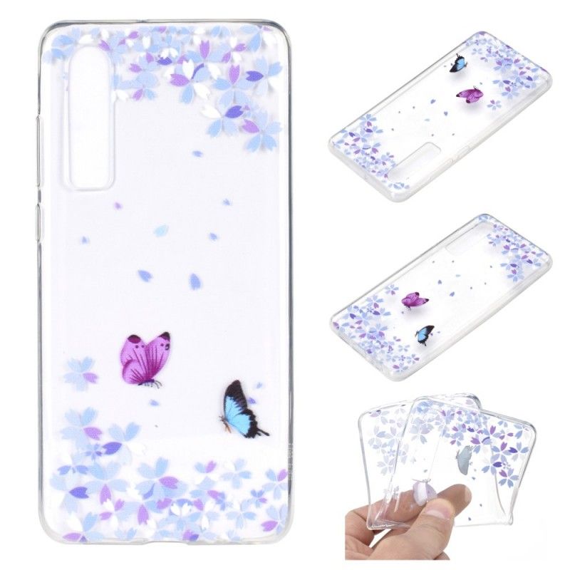 Hoesje Huawei P30 Transparante Vlinders En Bloemen