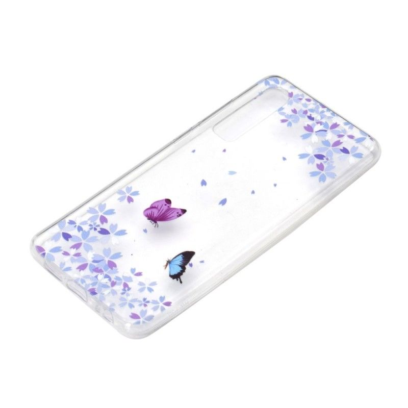 Hoesje Huawei P30 Transparante Vlinders En Bloemen