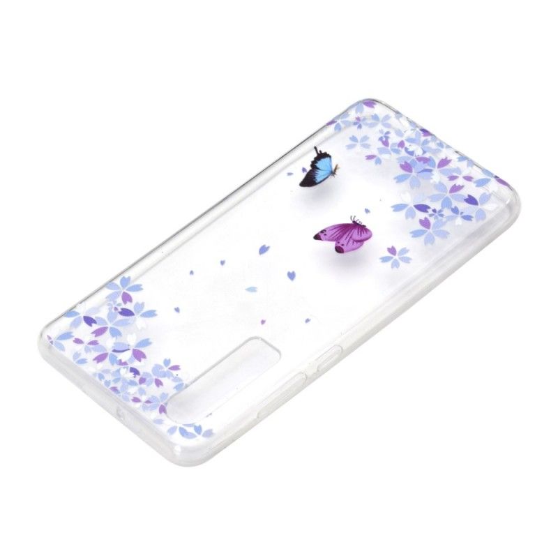 Hoesje Huawei P30 Transparante Vlinders En Bloemen
