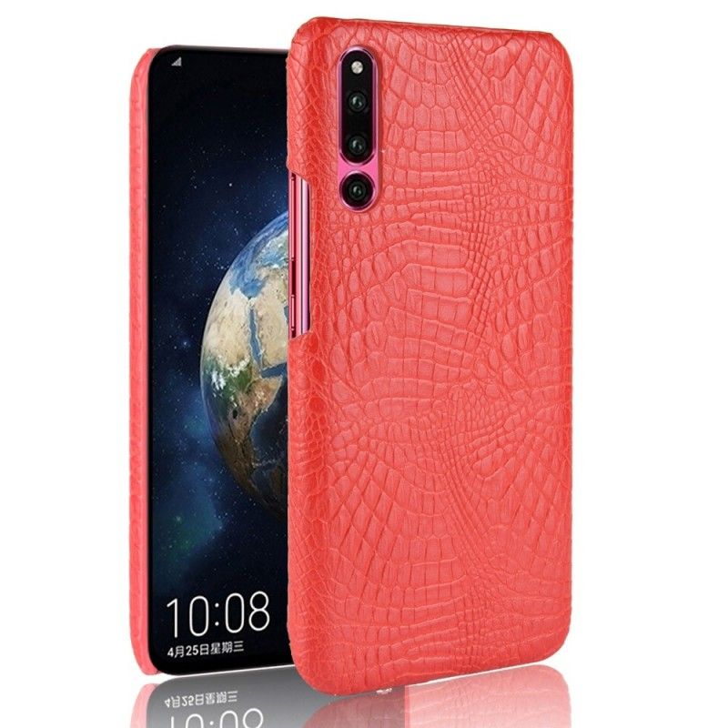 Hoesje Huawei P30 Wit Zwart Krokodillenhuideffect