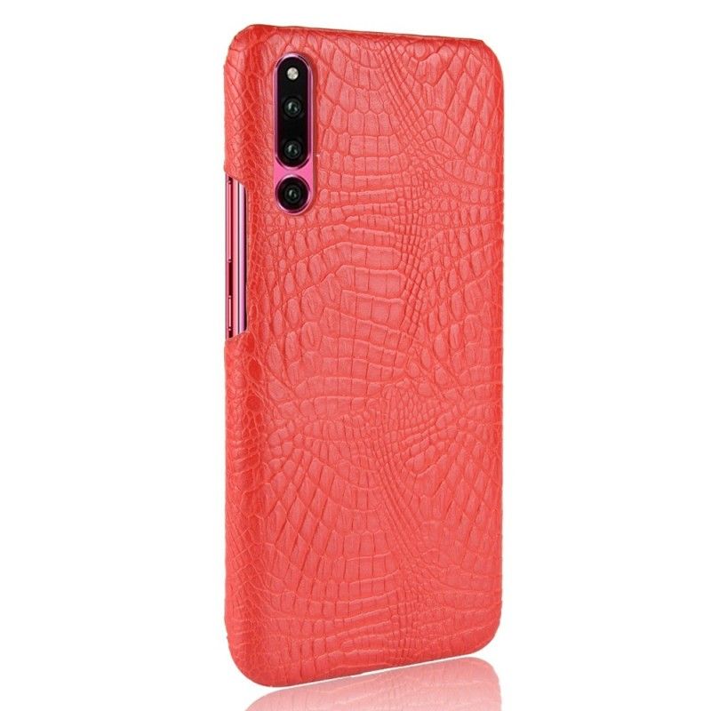 Hoesje Huawei P30 Wit Zwart Krokodillenhuideffect