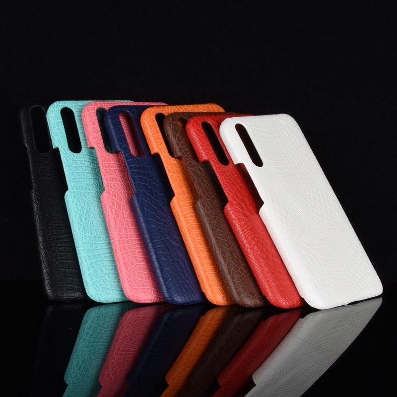 Hoesje Huawei P30 Wit Zwart Krokodillenhuideffect