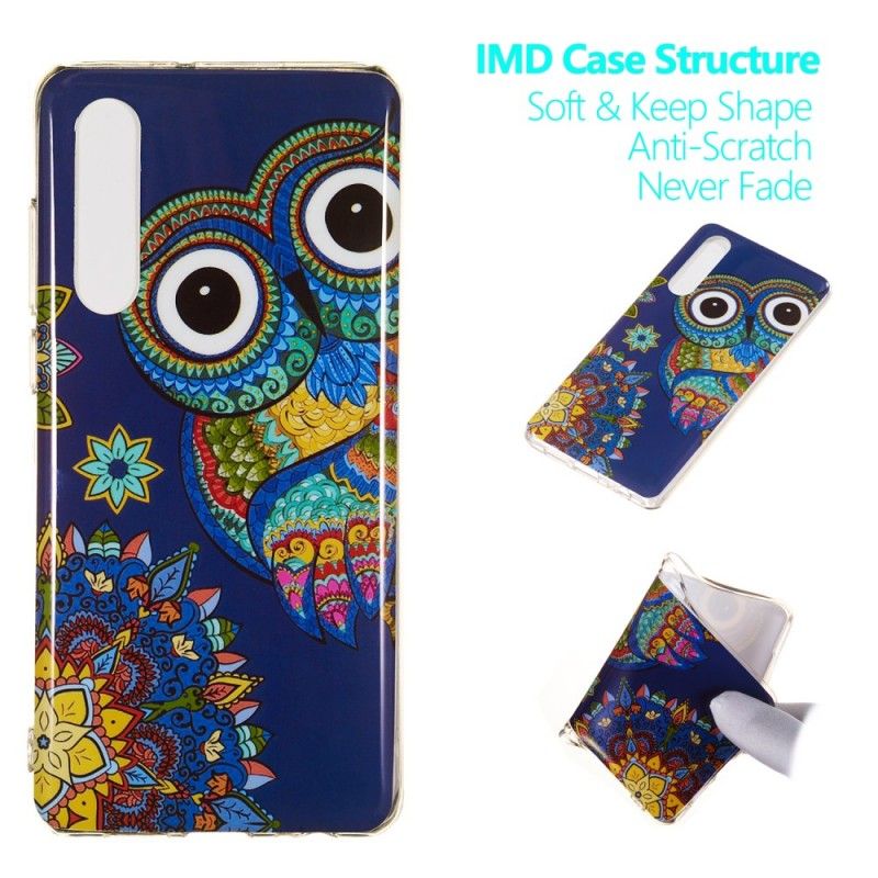 Hoesje voor Huawei P30 Fluorescerende Mandala-Uil