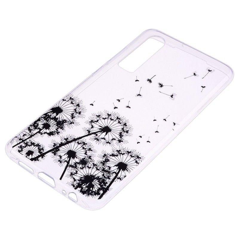 Hoesje voor Huawei P30 Transparant Zwarte Paardebloemen
