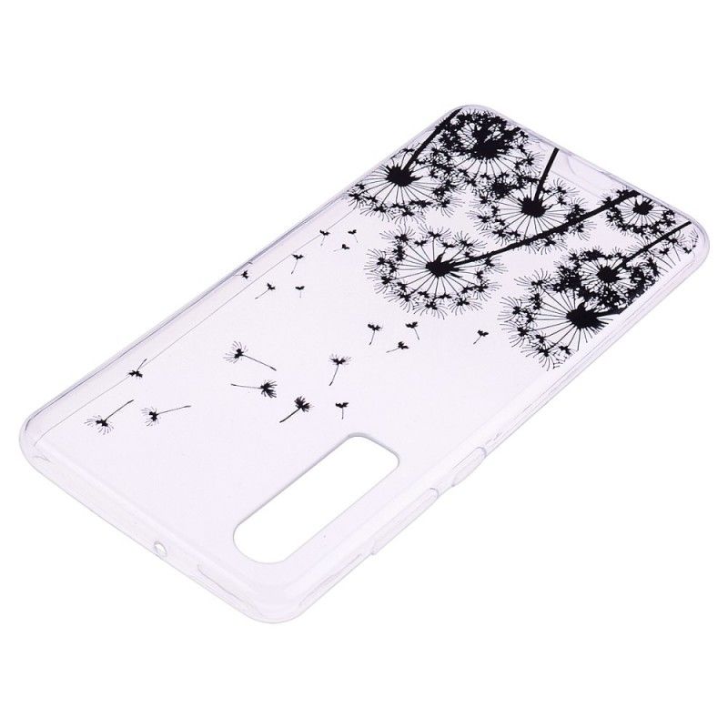 Hoesje voor Huawei P30 Transparant Zwarte Paardebloemen