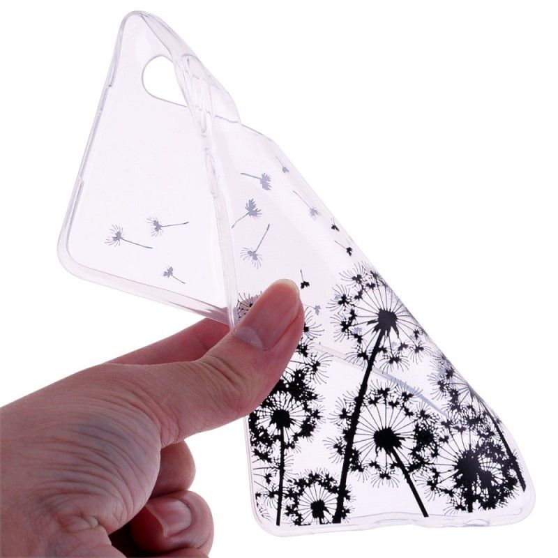 Hoesje voor Huawei P30 Transparant Zwarte Paardebloemen