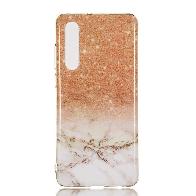 Hoesje voor Huawei P30 Wit Zwart Marmeren Glitter