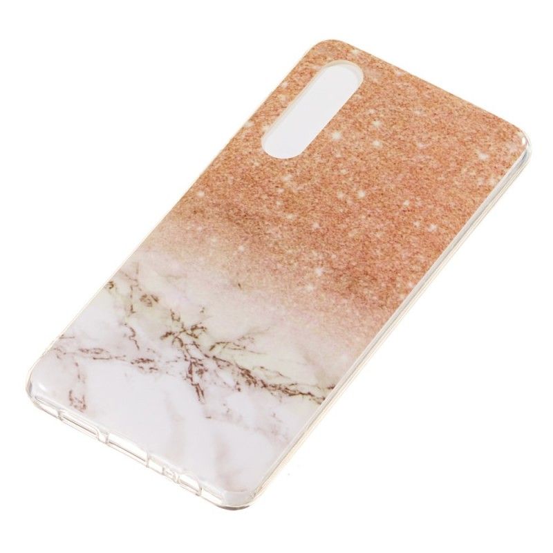 Hoesje voor Huawei P30 Wit Zwart Marmeren Glitter