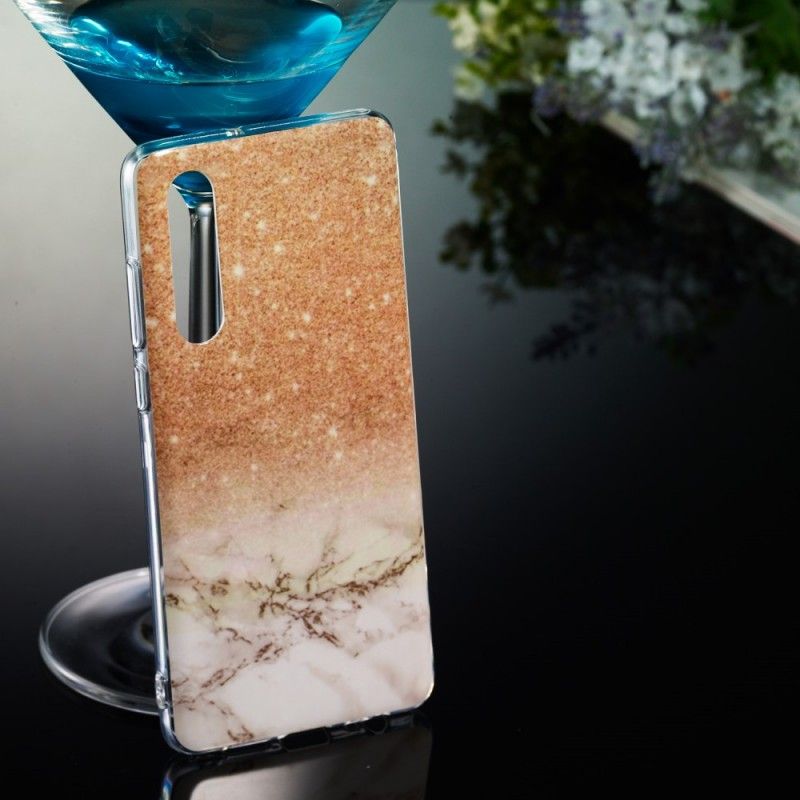 Hoesje voor Huawei P30 Wit Zwart Marmeren Glitter