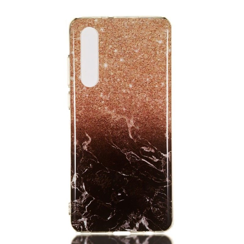 Hoesje voor Huawei P30 Wit Zwart Marmeren Glitter
