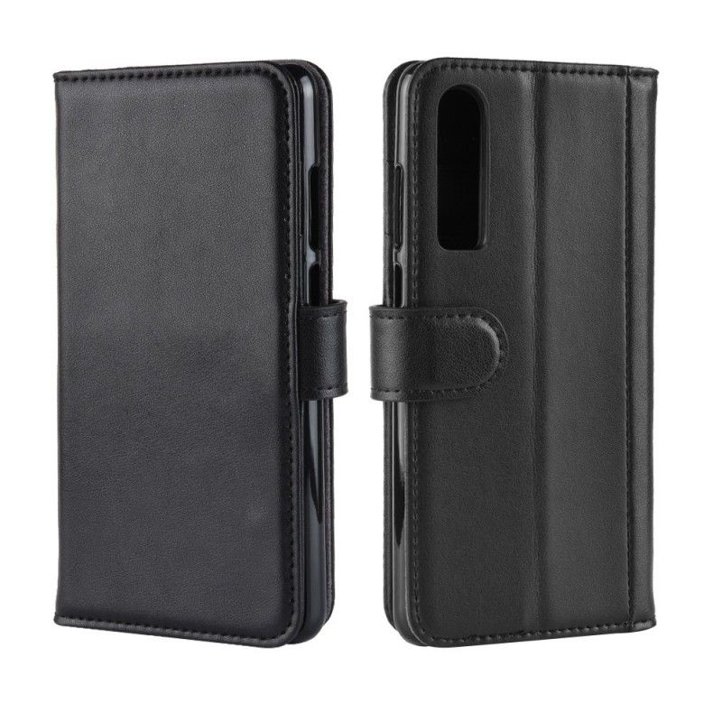 Leren Hoesje Huawei P30 Bruin Zwart Splitleer