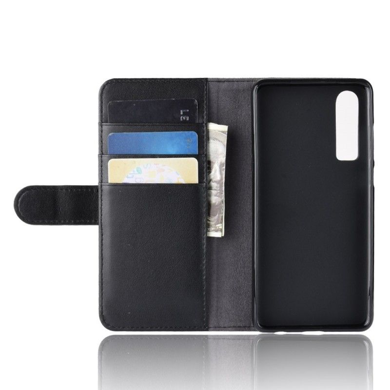 Leren Hoesje Huawei P30 Bruin Zwart Splitleer