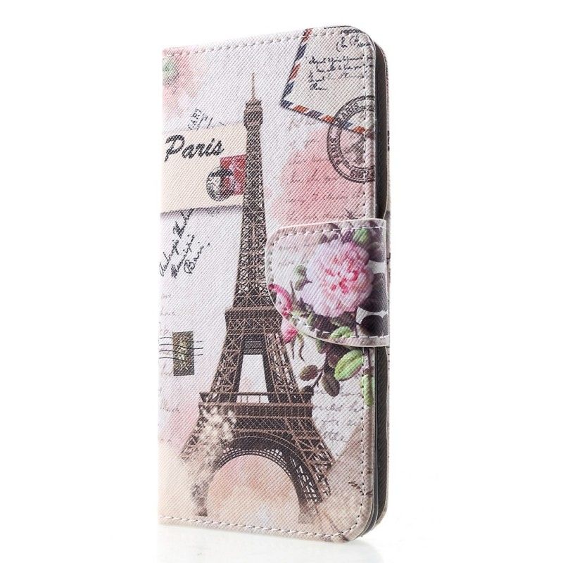 Leren Hoesje Huawei P30 Retro Eiffeltoren