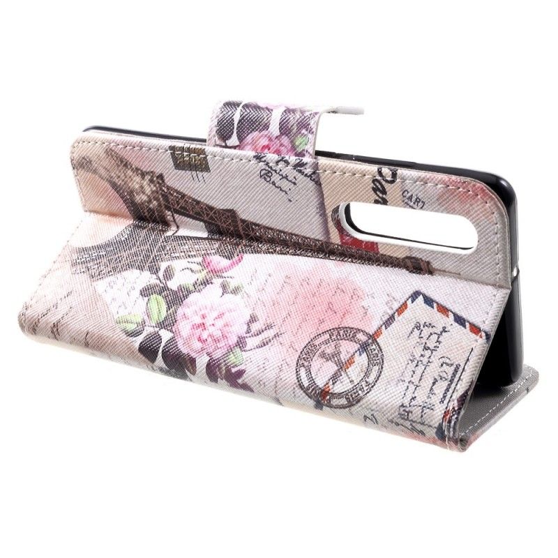 Leren Hoesje Huawei P30 Retro Eiffeltoren