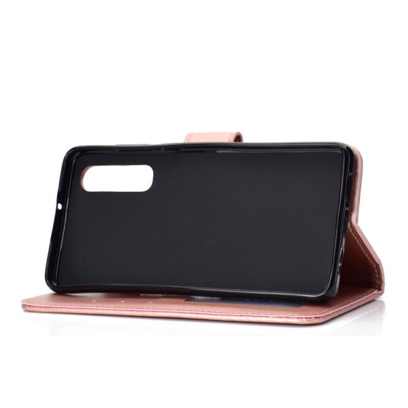 Leren Hoesje Huawei P30 Rood Grijs Telefoonhoesje Zon Mandala