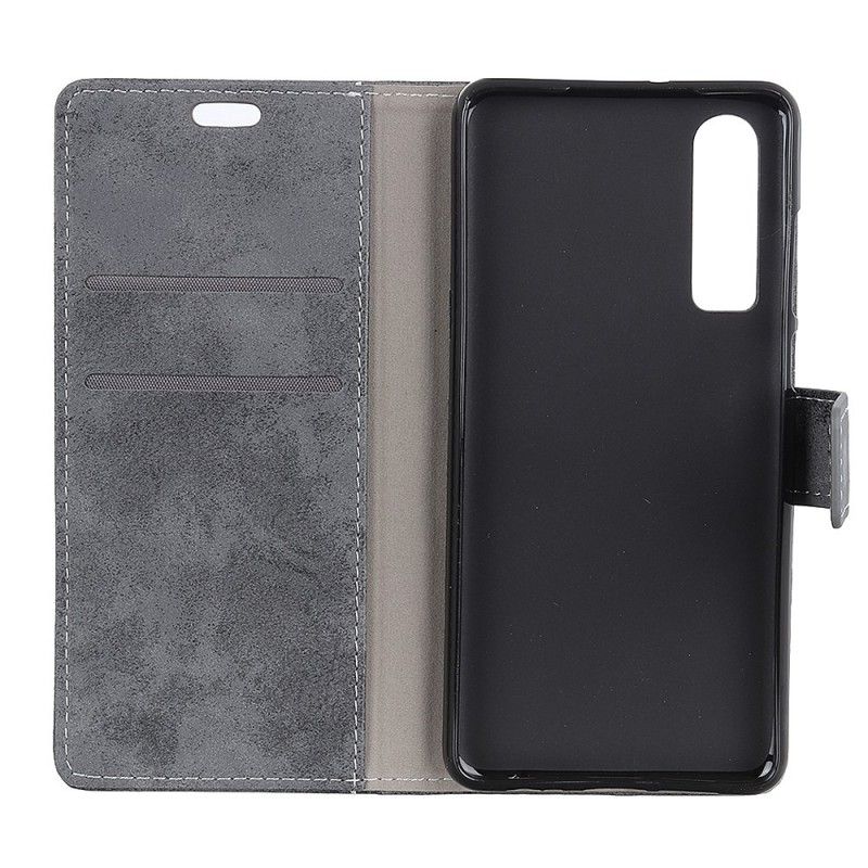 Leren Hoesje Huawei P30 Telefoonhoesje Vintage Leereffect