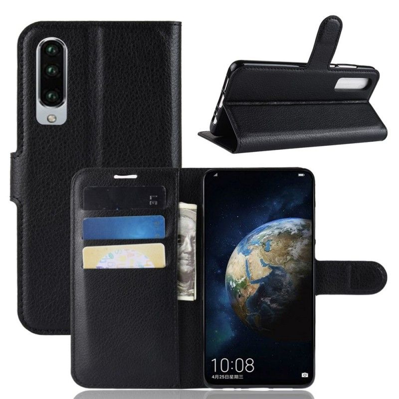 Leren Hoesje Huawei P30 Wit Zwart Klassiek