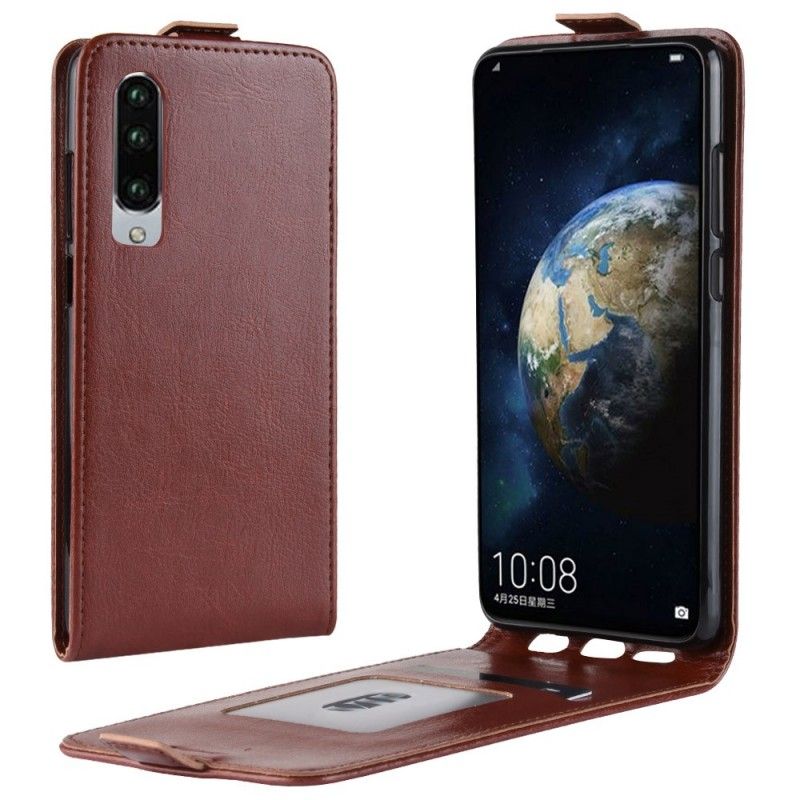 Leren Hoesje Huawei P30 Wit Zwart Opvouwbaar