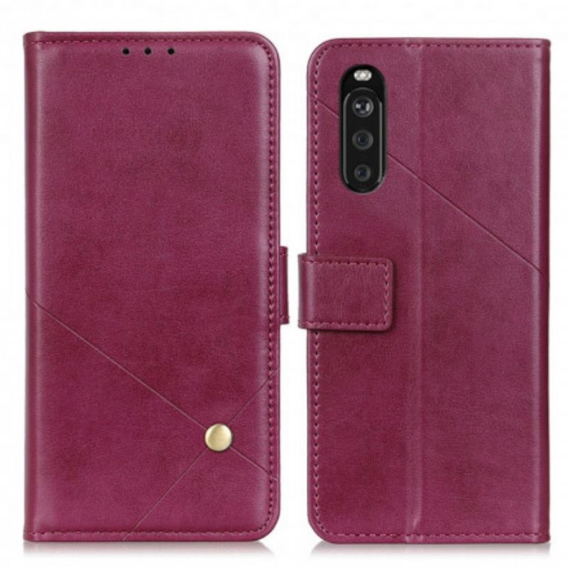 Flip Case Leren Sony Xperia 10 Iii Rivet X-ontwerp