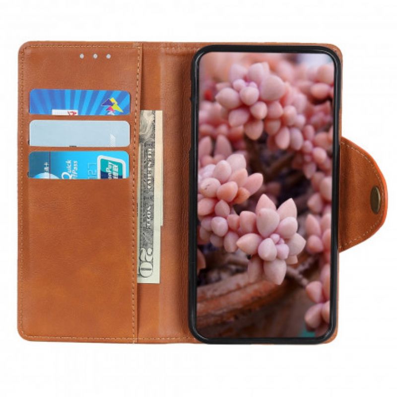 Flip Case Leren Sony Xperia 10 Iii Vintage Knoop Van Kunstleer