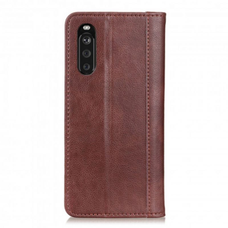 Folio-hoesje Sony Xperia 10 Iii Elegance Split Litchi Leer Bescherming Hoesje