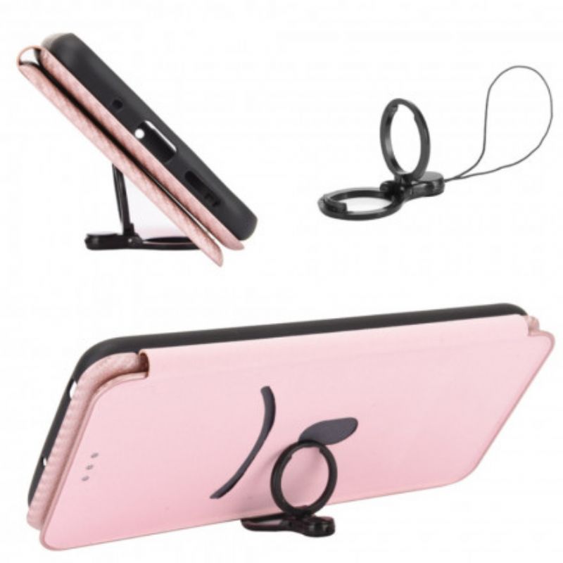 Folio-hoesje Sony Xperia 10 Iii Gekleurde Carbon Silicone