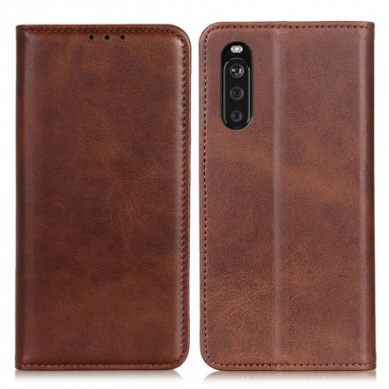 Folio-hoesje Sony Xperia 10 Iii Splitlederen Elegantie