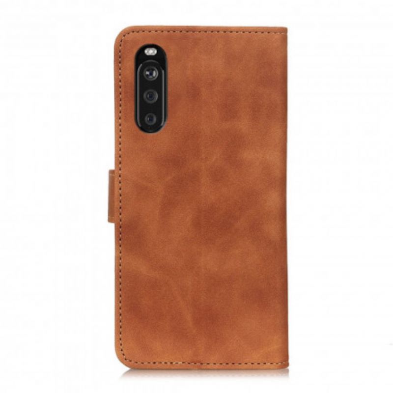 Folio-hoesje Sony Xperia 10 Iii Vintage Khazneh Leereffect
