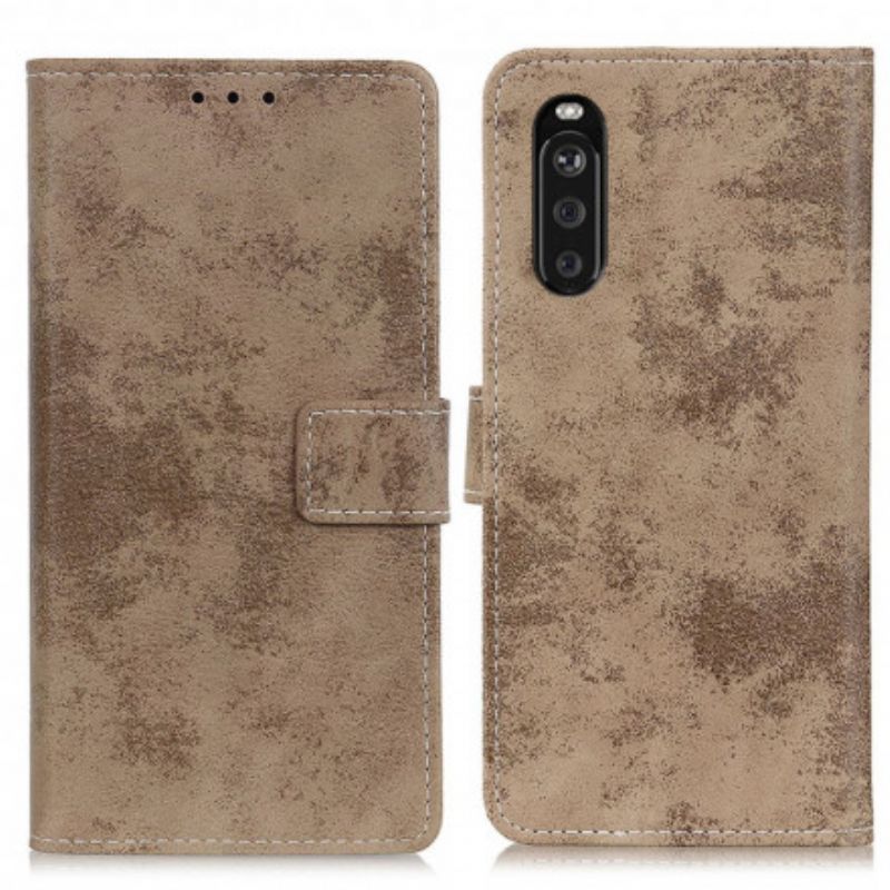 Folio-hoesje Sony Xperia 10 Iii Vintage Leereffect