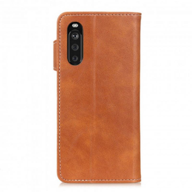 Leren Hoesje Sony Xperia 10 Iii Artistieke Knoop En Naden Bescherming Hoesje
