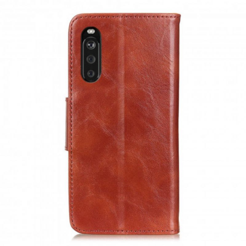 Leren Hoesje Sony Xperia 10 Iii Splitlederen Omkeerbare Sluiting Bescherming Hoesje