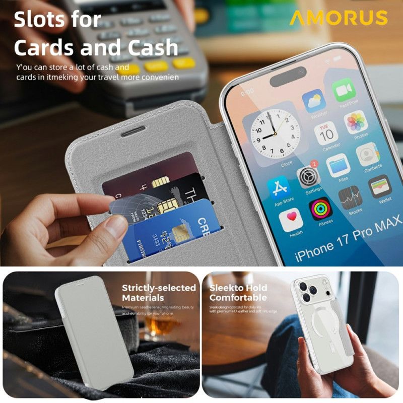 Folio-hoesje iPhone 17 Pro Max Magsafe-compatibel Met Rfid-kaarthouder