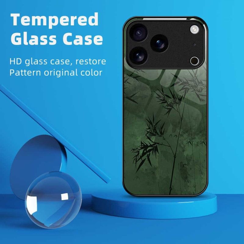 Hoesje iPhone 17 Pro Max Gehard Glas Met Bloemenprint