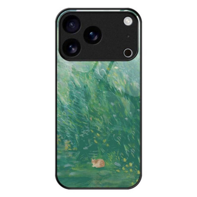 Hoesje iPhone 17 Pro Max Gehard Glas Met Kattenmotief Bescherming Hoesje