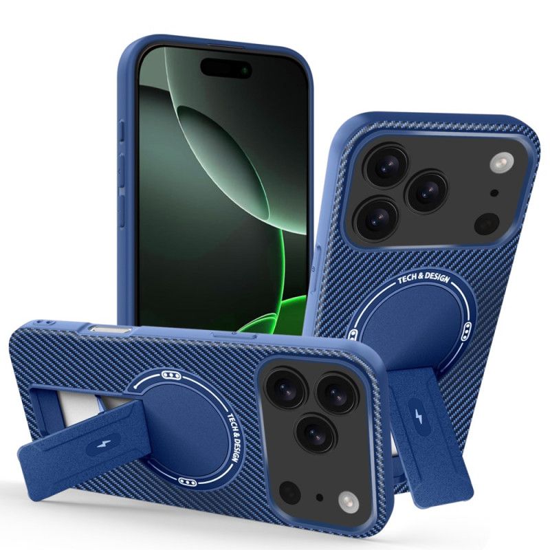 Hoesje iPhone 17 Pro Max Koolstofvezeltextuur Met Standaard