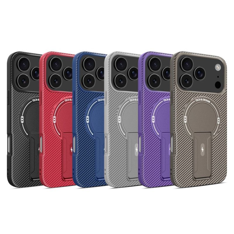 Hoesje iPhone 17 Pro Max Koolstofvezeltextuur Met Standaard