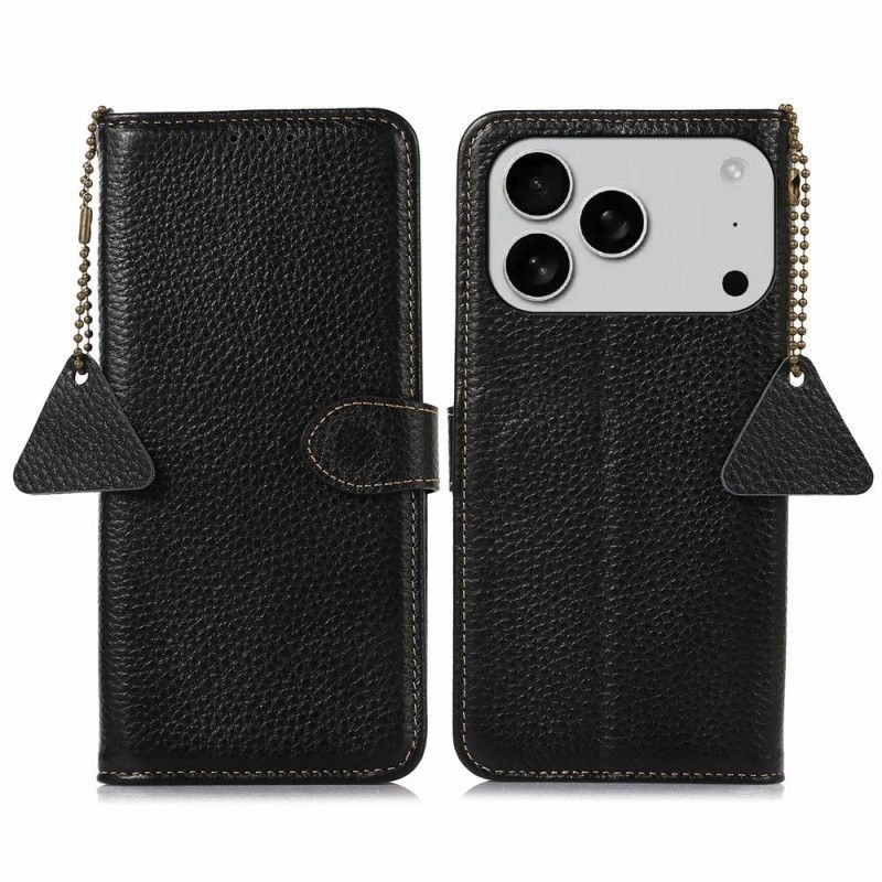 Leren Hoesje iPhone 17 Pro Max Rfid-leer Met Textuur (lychee)