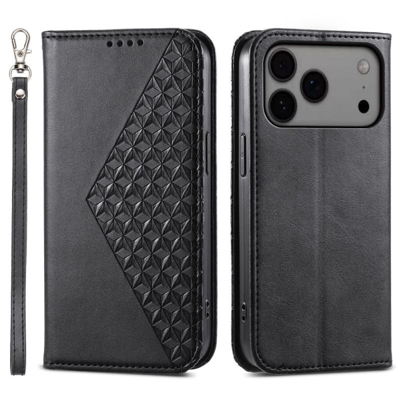 Leren Hoesje Voor iPhone 17 Pro Max Diamantdesign